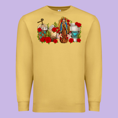 Lady Of Guadalupe Coffee Cups Premium Sweatshirt Designed By Texasbilliewilder