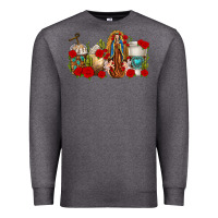 Charcoal Heather Lady of Guadalupe Coffee Cups Premium Sweatshirt - texasbilliewilder
