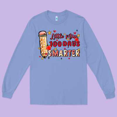 Little Miss 100 Days Smarter Long Sleeve Tee Designed By Maliassmallbusiness