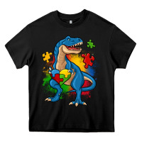 Black autism trex Heavy Core Tee - Zillion Design Studio