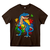 Chocolate Brown autism trex Heavy Core Tee - Zillion Design Studio
