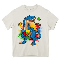 Cream autism trex Heavy Core Tee - Zillion Design Studio