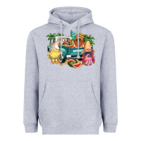Heather Grey summer gnomies truck Heavyweight Hoodie - NancyCooperArtShop