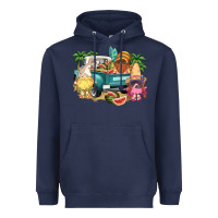 Navy summer gnomies truck Heavyweight Hoodie - NancyCooperArtShop