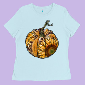 Sunflower Pumpkin Ladies Tee Designed By Ranaportraitstore