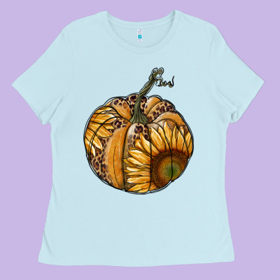 Sunflower Pumpkin Ladies Tee Designed By Ranaportraitstore