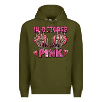 Army Green in october we wear pink skeleton Premium Hoodie - texasbilliewilder