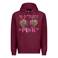 Burgundy in october we wear pink skeleton Premium Hoodie - texasbilliewilder