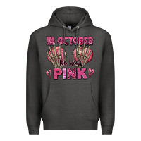 Charcoal Heather in october we wear pink skeleton Premium Hoodie - texasbilliewilder