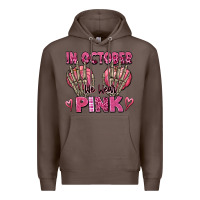 Coffee in october we wear pink skeleton Premium Hoodie - texasbilliewilder