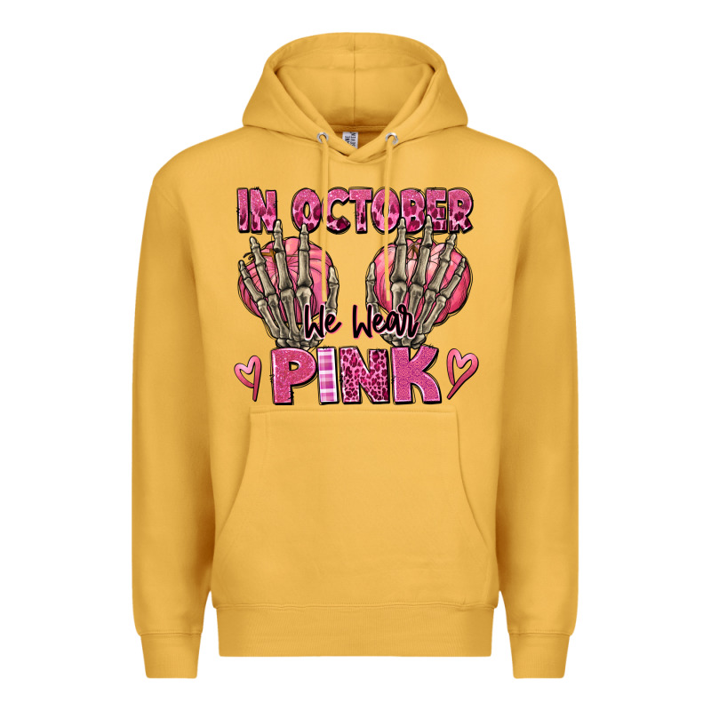 In October We Wear Pink Skeleton Premium Hoodie by texasbilliewilder | Teevron