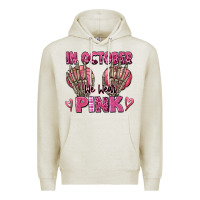 Oatmeal Heather in october we wear pink skeleton Premium Hoodie - texasbilliewilder