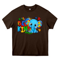 Chocolate Brown be kind autism elephant Heavy Core Tee - Zillion Design Studio