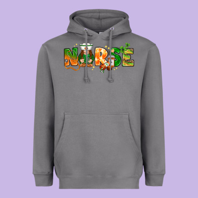 St Patricks Day Nurse With Gnome Heavyweight Hoodie Designed By Nancycooperartshop
