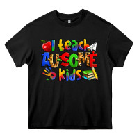 Black i teach ausome kids autism teacher Heavy Core Tee - Zillion Design Studio