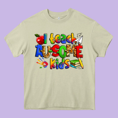 I Teach Ausome Kids Autism Teacher Heavy Core Tee Designed By Zillion Design Studio