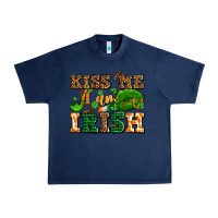 Navy kiss me i am irish  with lips and shamrocks Urban Heavy Tee - AdoDesignShop