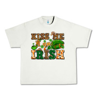 Kiss Me I Am Irish  With Lips And Shamrocks Urban Heavy Tee | Teevron