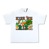 White kiss me i am irish  with lips and shamrocks Urban Heavy Tee - AdoDesignShop