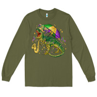 Army Green mardi gras tree rex Long Sleeve Tee - MaliasSmallBusiness