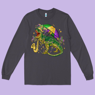 Mardi Gras Tree Rex Long Sleeve Tee Designed By Maliassmallbusiness