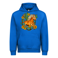 Cobalt western horse cactus sunflowers horseshoe Urban Hoodie - OliviaCreatesArt