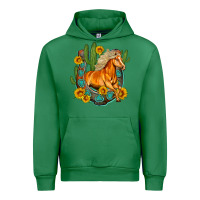 Emerald western horse cactus sunflowers horseshoe Urban Hoodie - OliviaCreatesArt