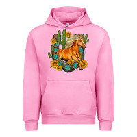 Fuchsia Pink western horse cactus sunflowers horseshoe Urban Hoodie - OliviaCreatesArt