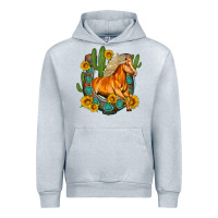 Heather Grey western horse cactus sunflowers horseshoe Urban Hoodie - OliviaCreatesArt