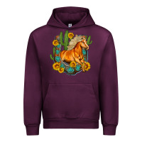 Mauve Wine western horse cactus sunflowers horseshoe Urban Hoodie - OliviaCreatesArt