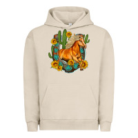 Pigment French Oak western horse cactus sunflowers horseshoe Urban Hoodie - OliviaCreatesArt