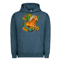 Pigment Midnight Navy western horse cactus sunflowers horseshoe Urban Hoodie - OliviaCreatesArt