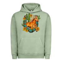 Pigment Oil Green western horse cactus sunflowers horseshoe Urban Hoodie - OliviaCreatesArt