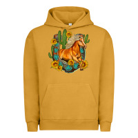 Pigment Peanut Butter western horse cactus sunflowers horseshoe Urban Hoodie - OliviaCreatesArt