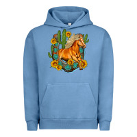 Pigment Pebble Blue western horse cactus sunflowers horseshoe Urban Hoodie - OliviaCreatesArt