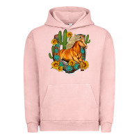 Pigment Salmon western horse cactus sunflowers horseshoe Urban Hoodie - OliviaCreatesArt