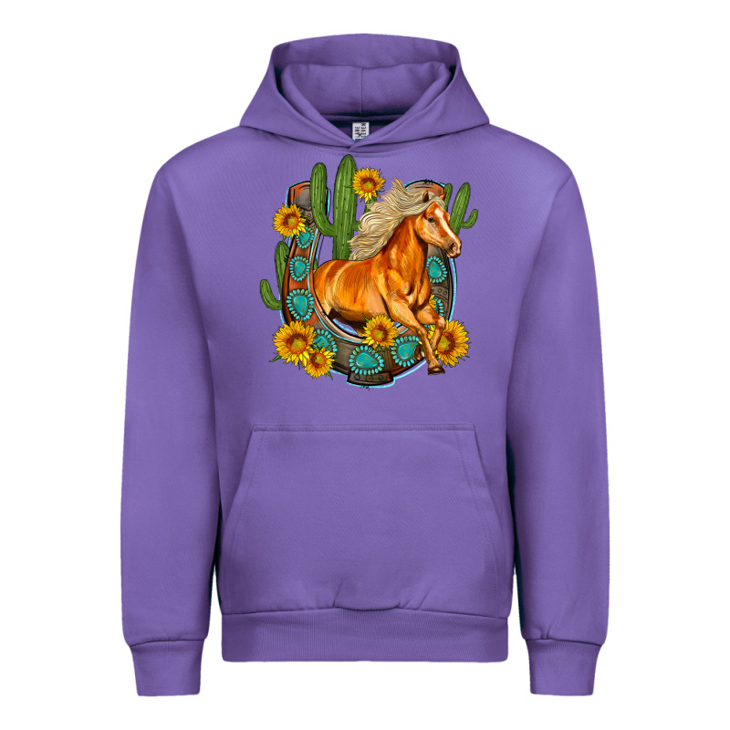 Western Horse Cactus Sunflowers Horseshoe Urban Hoodie by OliviaCreatesArt | Teevron