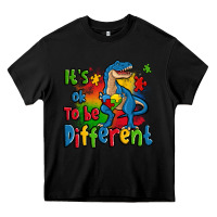 Black it's ok to be different autism trex Heavy Core Tee - Zillion Design Studio