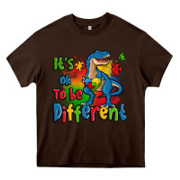 Chocolate Brown it's ok to be different autism trex Heavy Core Tee - Zillion Design Studio