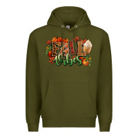 Army Green Fall vibes pumpkins Premium Hoodie - NancyCooperArtShop