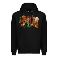 Black Fall vibes pumpkins Premium Hoodie - NancyCooperArtShop