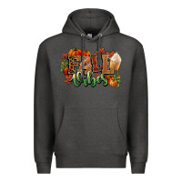 Charcoal Heather Fall vibes pumpkins Premium Hoodie - NancyCooperArtShop