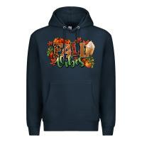 Navy Fall vibes pumpkins Premium Hoodie - NancyCooperArtShop