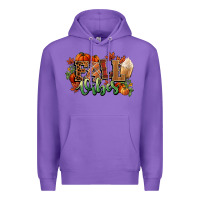 Purple Fall vibes pumpkins Premium Hoodie - NancyCooperArtShop