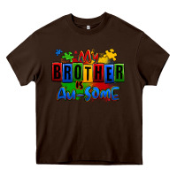 Chocolate Brown my brother is ausome autism Heavy Core Tee - Zillion Design Studio
