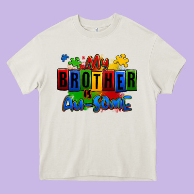 My Brother Is Ausome Autism Heavy Core Tee Designed By Zillion Design Studio
