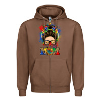 Chestnut autism mom messy bun Zipper Hoodie - LillyAllenDesigns
