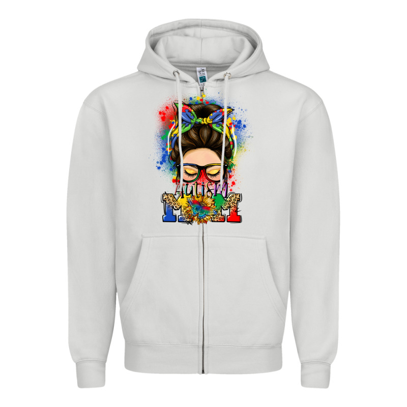 Autism Mom Messy Bun Zipper Hoodie by LillyAllenDesigns | Teevron