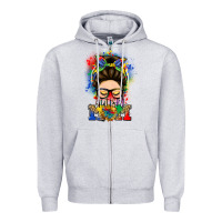 Heather Grey autism mom messy bun Zipper Hoodie - LillyAllenDesigns