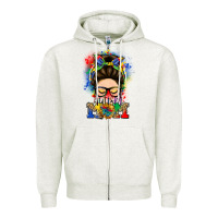 Oatmeal Heather autism mom messy bun Zipper Hoodie - LillyAllenDesigns